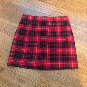 Zara Red Plaid Skirt